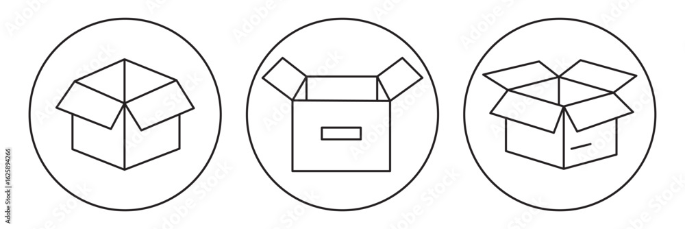 Poster set of shipping, delivery box or container icons. empty box icon set . eps 10