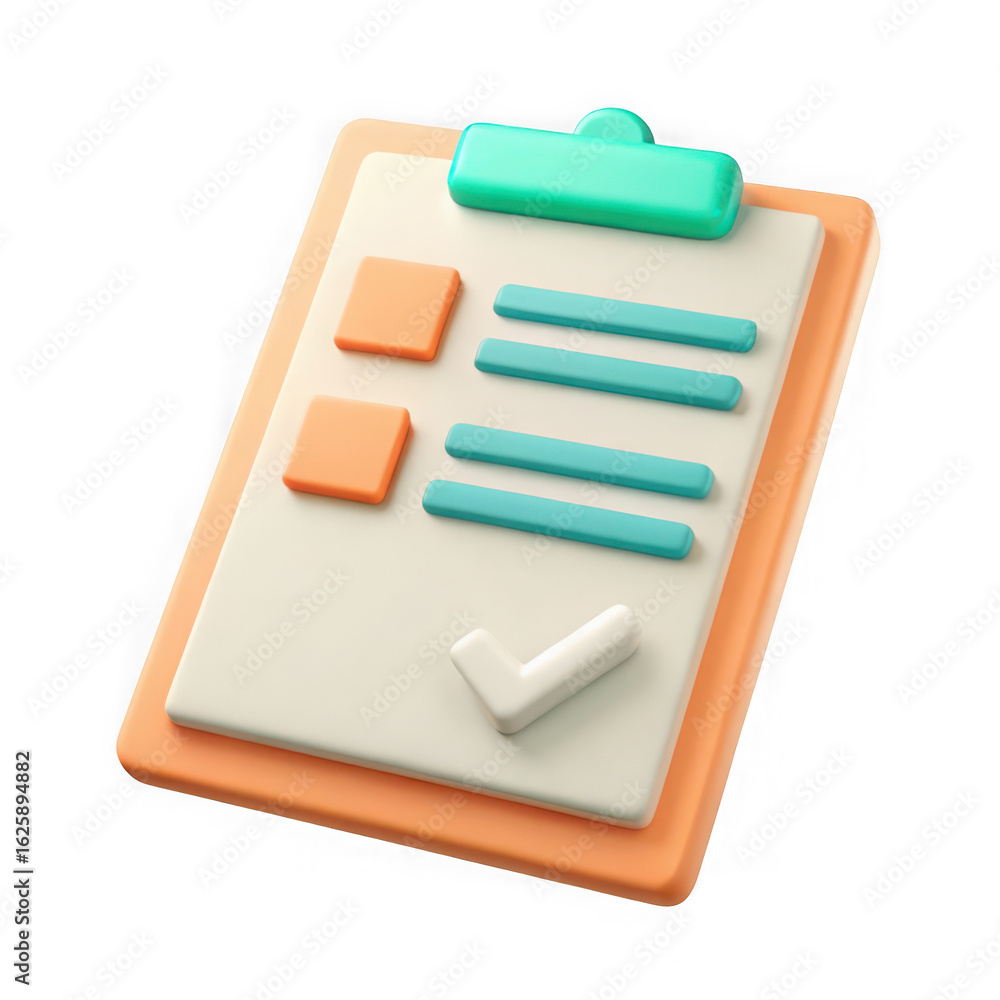 Poster 3d rendered illustration of a clipboard with a checklist and checkmarks isolated on transparent back