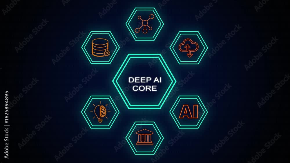 Poster deep ai core ,business, modern technology, internet, networking and money concept. the future of tec
