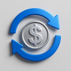 Gold Circular Coin With Dollar Sign Surrounded By White Arrows