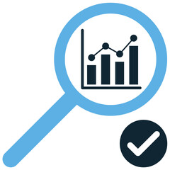 Confirmatory data analytics icon vector for testing hypotheses and validating results. Perfect for illustrating statistical analysis, research, and scientific verification.