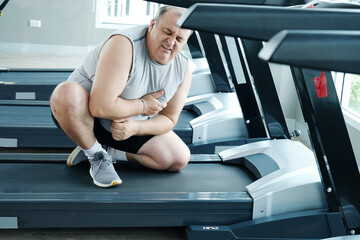 An overweight man is experiencing chest pain and tightness in his chest.