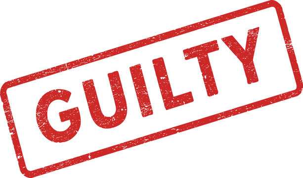 Red rectangular stamp with the word guilty printed in bold red letters isolated on transparent background