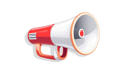 Naklejka premium Red and white megaphone on a white background