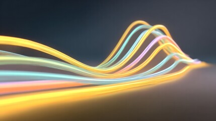 Abstract Data Flow: An artistic interpretation of digital data streams visualized as flowing lines. The image represents data visualization, information technology and network technology.