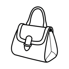 shoulder bag line art illustration on white background 