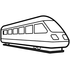 Minimalist Black Line Art of Modern Passenger Train Side View