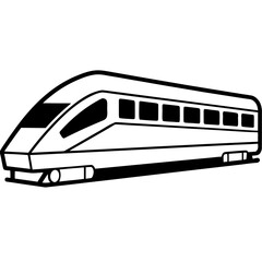 Minimalist Black Line Art of Modern Passenger Train Side View