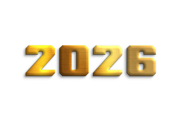 2026 3D Golden Color on transparent background