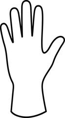 Simple outline drawing of a single hand wearing a long glove isolated on transparent background