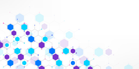 Graphic design element with abstract geometric background of simple hexagon pattern