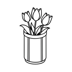 tulips in crushed can vase illustration