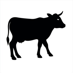 cow silhuoette vector icon on white back round