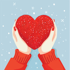 Winter Charity Knitted Heart Concept