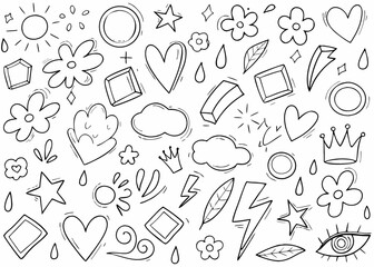 Hand-Drawn Doodle Elements Set | Arrows, Hearts, Stars, Flowers & Sketchy Icons