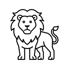 Simple line art icon of a majestic lion standing proudly