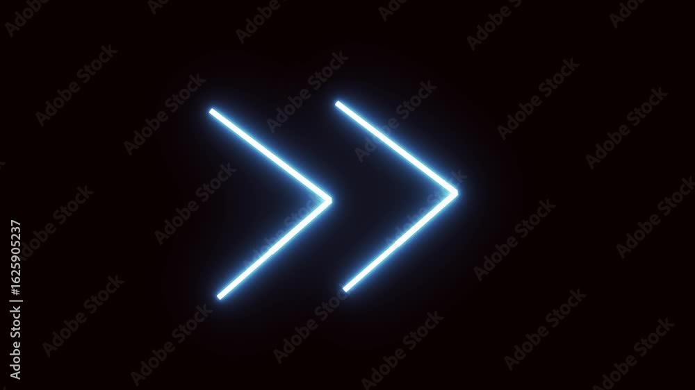 Poster neon blue glowing arrows seamless loop animation for modern user interface and motion graphic design
