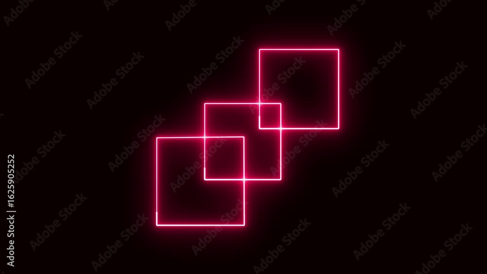 Poster futuristic pink neon squares background animation with glowing lines and bright energy seamless loop