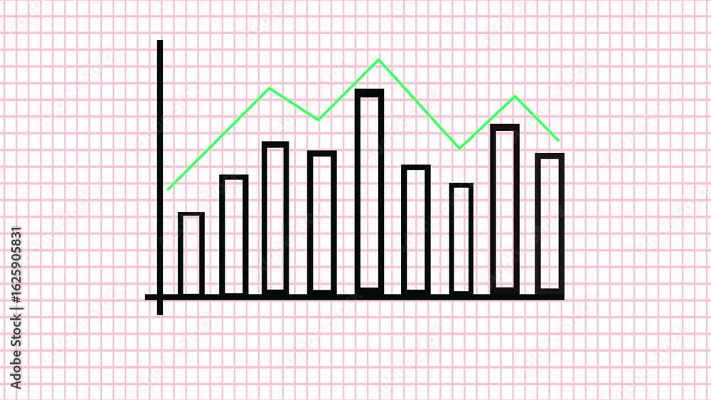 Poster animated data visualization with pink grid background for marketing and business presentations. smoo