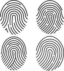 Set of Fingerprint outline vector illustration