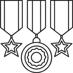 Medals outline vector illustration