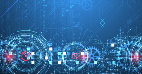 Abstract background. Scientific and technological concept with the use of technical elements formed in the shape of a circle. Vector