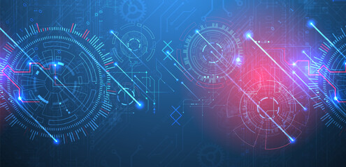 Abstract background. Scientific and technological concept with the use of technical elements formed in the shape of a circle.