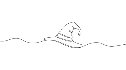 Witch Hat Continuous Line Art Vector Illustration