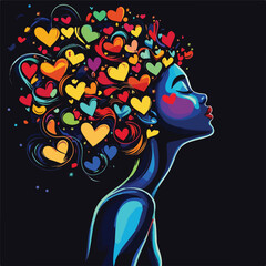 Woman with Colorful Heart Hairstyle