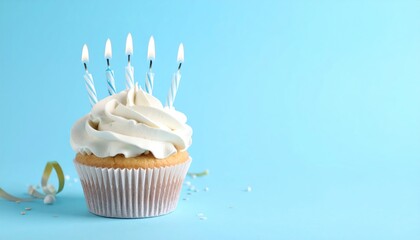 Birthday cupcake with candles