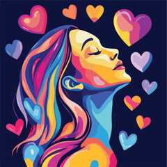 Woman with Colorful Heart Hairstyle