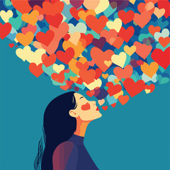 Woman with Colorful Heart Hairstyle