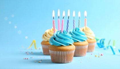 Birthday cupcakes with candles