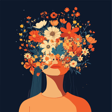 Woman with Flowers Head Covering