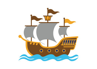 Pirate ship Vector Illustration, Pirate ship Icon