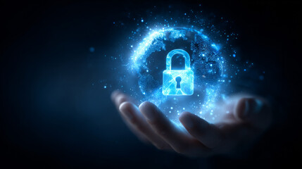 Digital Padlock in Hand Representing Cybersecurity