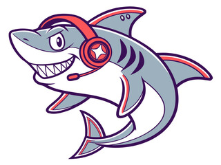 A stickers of funny shark fish cartoon