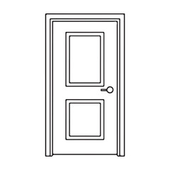 Open door isolated on white background with handle and frame vector illustration