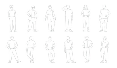 Set of Icons Illustrating Human Activities and Professions in Various Settings	
