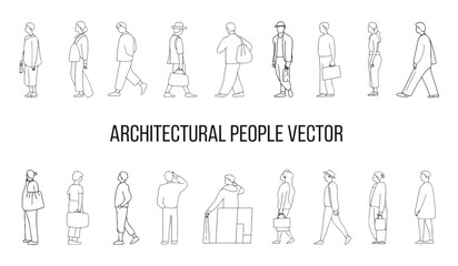 Collection of Simplified Architectural People Silhouettes for Design Projects	