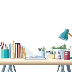 Modern Office Desk Design with Books