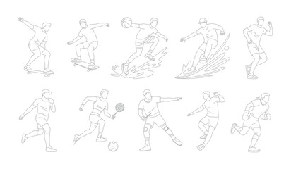 Collection of Dynamic Athletes in Various Action Sports Poses	