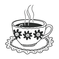 Polish Herbal Tea in Painted Folkware Adobe Illustrator Artwork