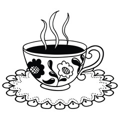 Polish Herbal Tea in Painted Folkware Adobe Illustrator Artwork