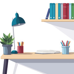 Modern Office Desk Design with Books