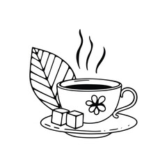 Cuban Té de Manzanilla in Porcelain Cup Adobe Illustrator Artwork