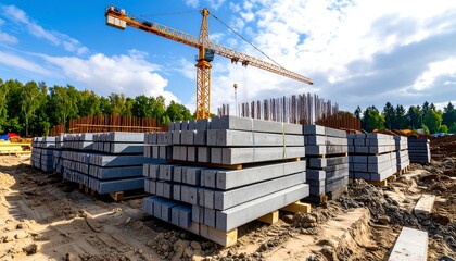Construction site with precast concrete beams (1)