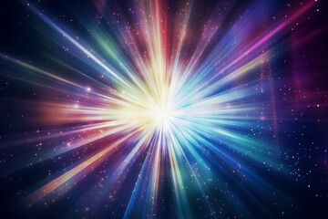 Naklejka premium Explosion light with rainbow prism sparkle effect