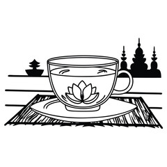 Cambodian Lemongrass Tea with Lotus Petals Adobe Illustrator Artwork