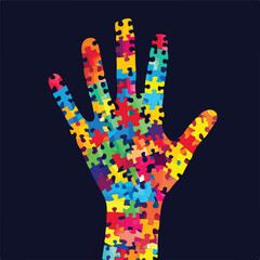 Autism awareness hand banner design